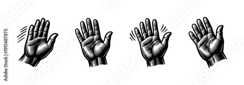 Hand gesture icons set. flat vector icons collection of hand waving, greeting, illustrations