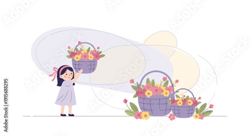 Delicate Spring Blossom Collection With A Joyful Child