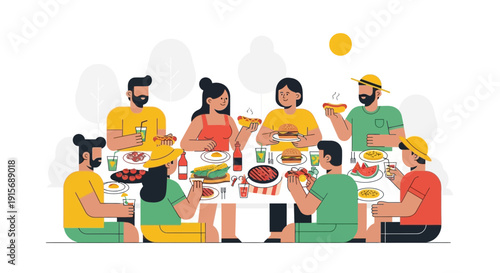 Diverse Group Enjoys Outdoor Summer Barbecue Gathering