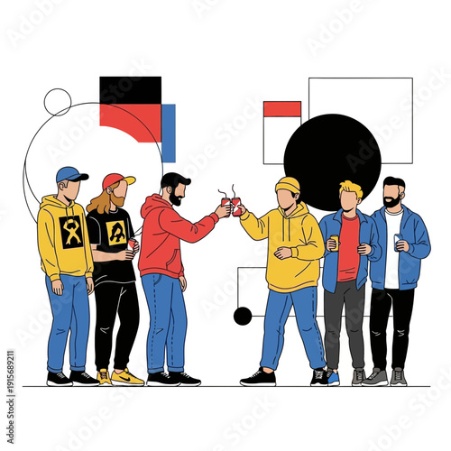 Diverse Group of Young Adults Enjoying a Casual Outdoor Gathering And Socializing