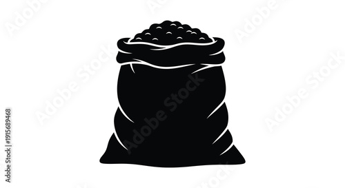 A simple black silhouette depicts a full sack or bag likely containing grain or similar material high quality