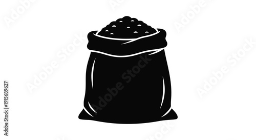 A simple black silhouette depicts a full sack or bag likely containing grains or similar materials high quality