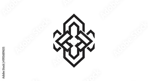 Geometric abstract black logo design element on white background.