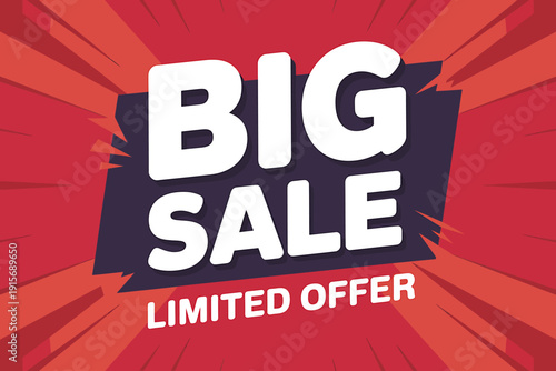 Big sale limited offer advertisement with bold white text on red background