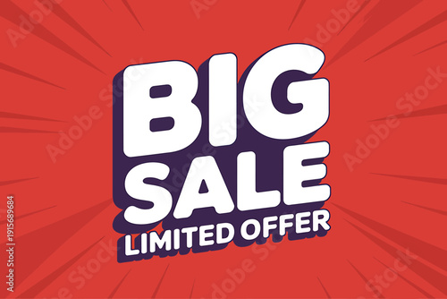 Big sale limited offer advertisement with white text on red background