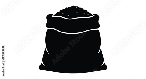 A simple black silhouette depicts a full sack or bag likely containing grains or similar material high quality