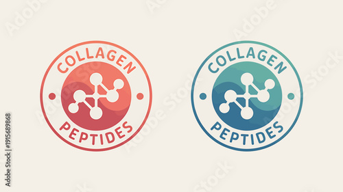 Collagen peptides logo design with molecular structure icons  health and nutrition concept