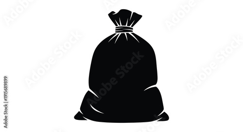 A stark black silhouette depicts a tied sack suggesting containment or a hidden unknown quantity high quality professional