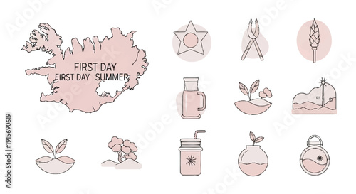 Pink summer with map of Iceland and text star