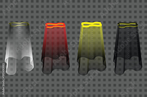 Hanging Fabric Banner Set Transparent Overlay Gradient Mesh Cloth Display Background