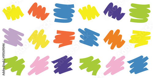 A vibrant collection of colorful marker scribbles creating a playful abstract background pattern for artistic design elements