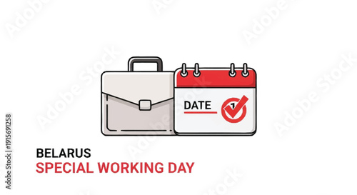 Belarus special working day calendar and briefcase office