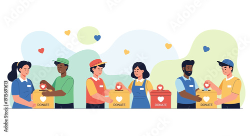 Diverse Volunteers Enthusiastically Participate in Donation Drives