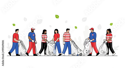 Diverse Volunteers Team Up For Community Litter Cleanup Effort