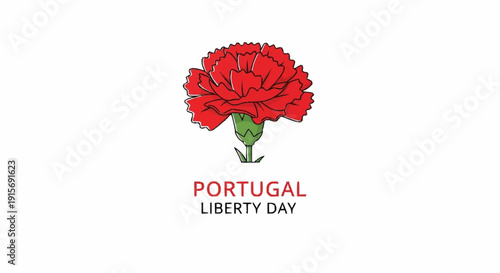 Red carnation Portugal Liberty Day flower green stem