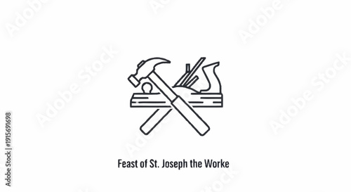 Quadro su tela Feast of St Joseph the Worker symbol with hammer and saw labor
