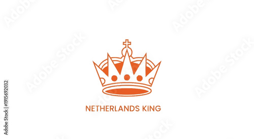 Orange crown with Netherlands King text royalty monarchy