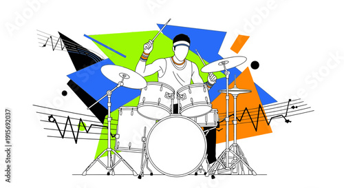 Dynamic Drummer Performing A Modern Rhythmic Beat