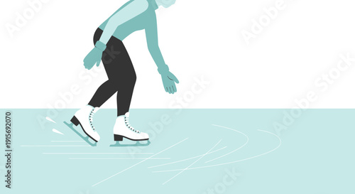 Dynamic Figure Skating Movement On Ice With Minimalist Style