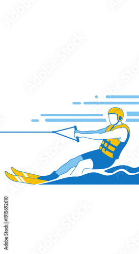 Dynamic Water Skier Gliding Across Rippling Water Surface