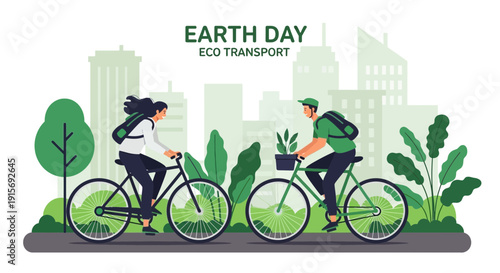 Earth Day Eco Transport Cityscape Cycling Adventure