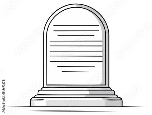 Tombstone outline illustration for Halloween or funeral concept, grave markers, cemetery icon. Gravestone graphic with room for text.
