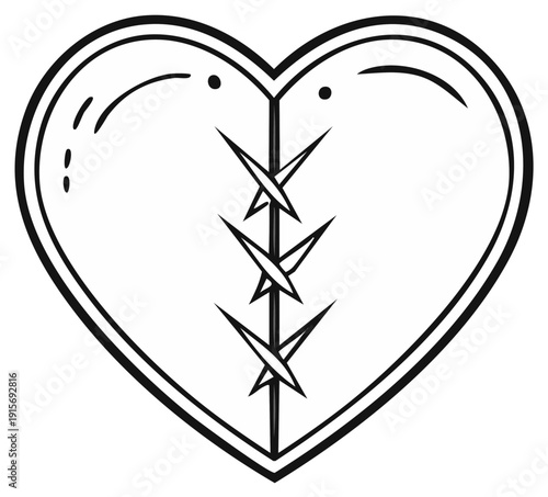 Heart Symbol Stitched Together, Showing Healing and Repair Concept