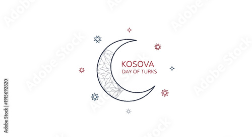 Kosova Day of Turks with crescent moon and stars red text