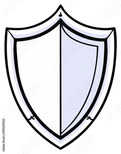 Simple hand-drawn heraldic shield emblem with blue tint and outline