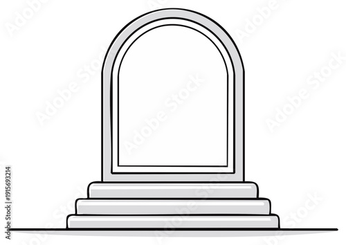 Empty Archway Gateway Illustration Stone Steps Minimalist Art Architectural Element