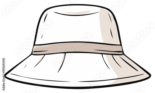 Wide Brim Summer Hat with Neutral Ribbon Cartoon Style Accessory Headwear