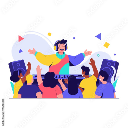 Energetic Dj Performing For A Lively Crowd At A Vibrant Celebration