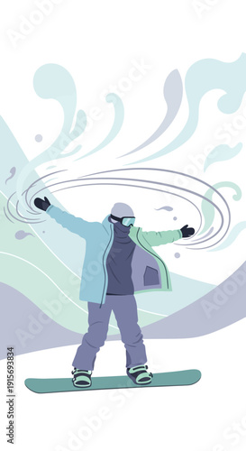 Excited Snowboarder Performing A Cool Trick On Snowy Mountainside During Winter Sports