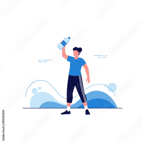Energetic Person Hydrating with Water Bottle During Outdoor Activity