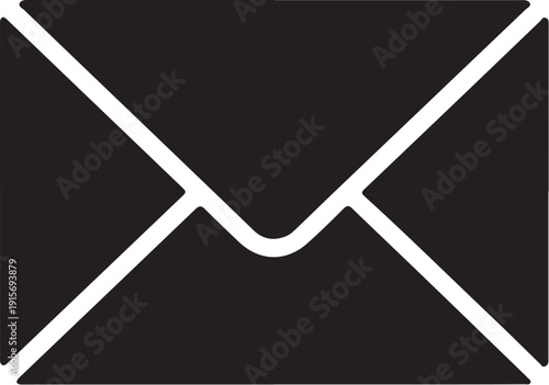 Simple white envelope icon on solid color background for mail and communication symbol