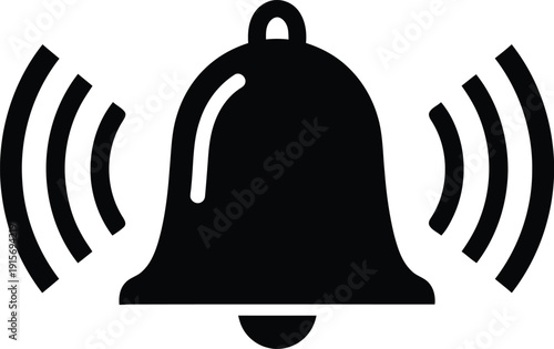 Notification bell icon with sound waves emitting