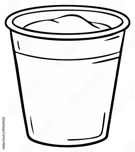 Simple Line Drawing of a Cup Filled with Creamy Food Item
