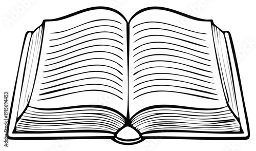 Open book with lined pages and textured cover in a simple illustration style