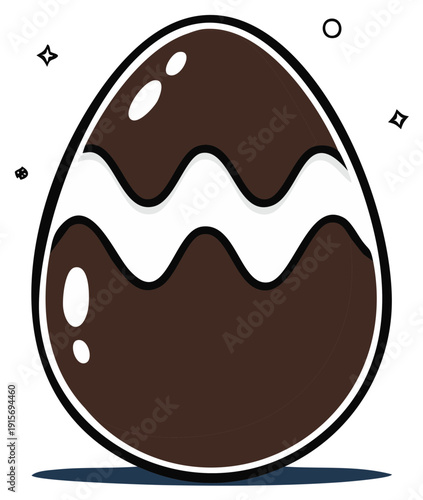Cartoon Easter egg illustration with wavy white stripe and highlights.