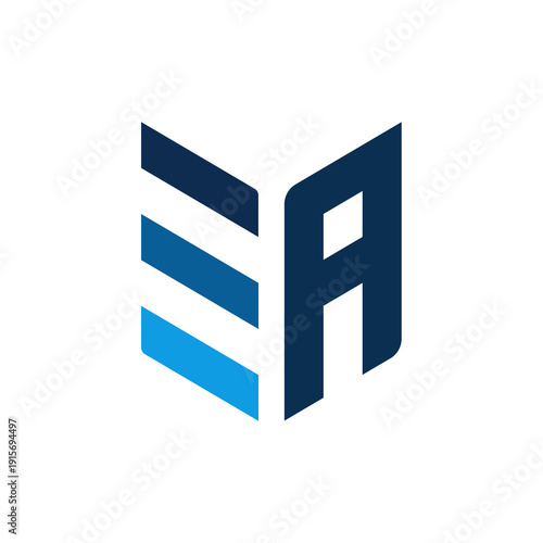 Modern abstract monogram Letter A with shield silhouette. Features dynamic bars representing growth and data. Ideal for tech startups, cybersecurity, education, and professional consulting