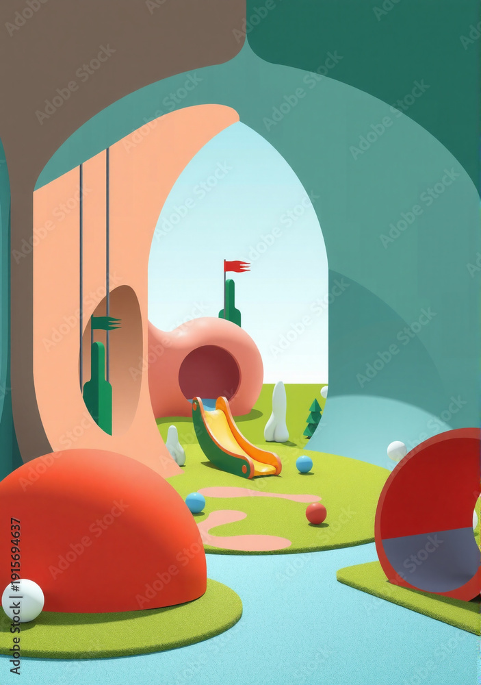 Naklejka premium Geometric Sphere Playground for Kids Illustration