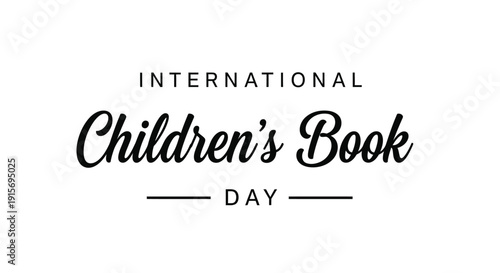 International Children's Book Day text design marks.