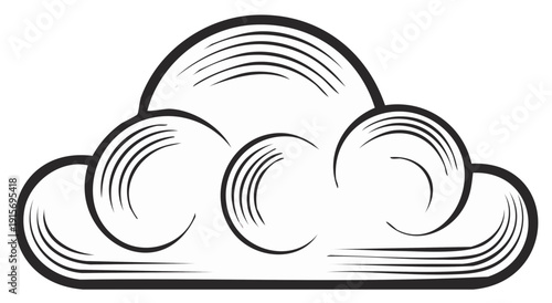 Stylized Cloud Illustration with Curved Lines Creating a Whimsical, Dreamlike Weather Graphic