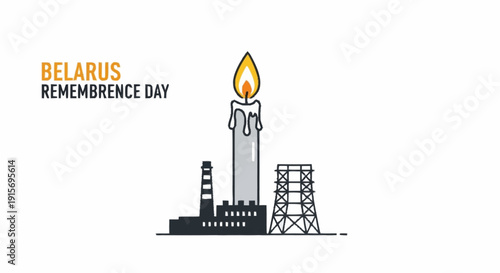 Belarus Remembrance Day candle and industrial complex flame