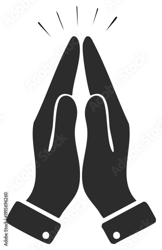 Praying hands asking for blessing or praying to God for help and assistance vector graphic