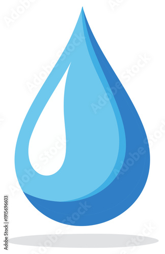 Blue water drop illustration. Isolated graphic element showing purity and nature.