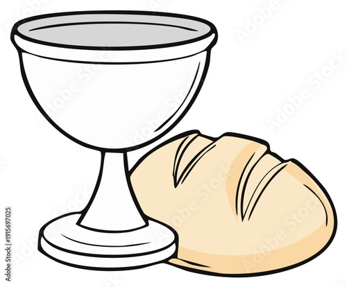 Communion Cup and Bread Symbolizing Religious Sacrament and Holy Communion Ceremony