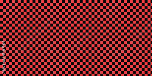 Seamless check plaid pattern in red and black. Checkerboard background neon bright color. Groovy checker psychedelic print. Acid trippy background. Surreal modern geometric shapes, abstract print