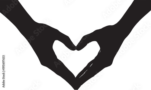 Two hands forming a heart shape with fingers touching creating a symbol of love and affection isolated on a transparent background for graphic design