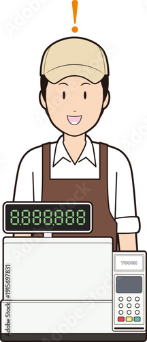 レジスターと男性カフェ店員③